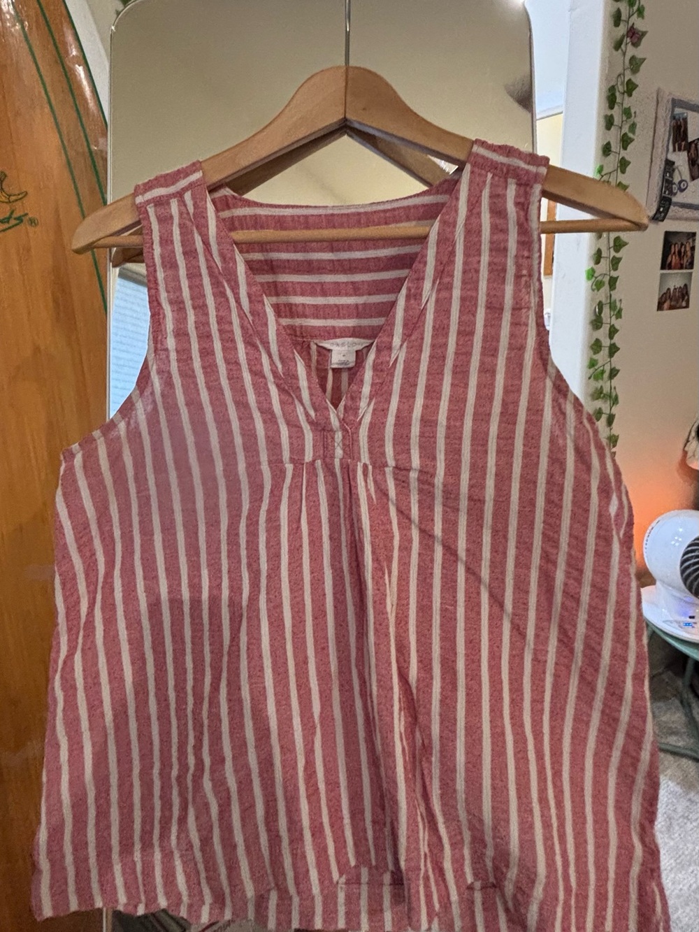 Caslon Red & White Striped V-Neck Cotton Tank